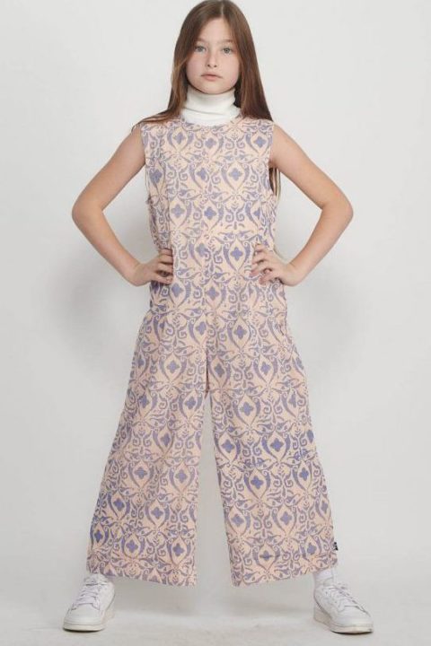 Peach Damask Jumpsuit for Girls
