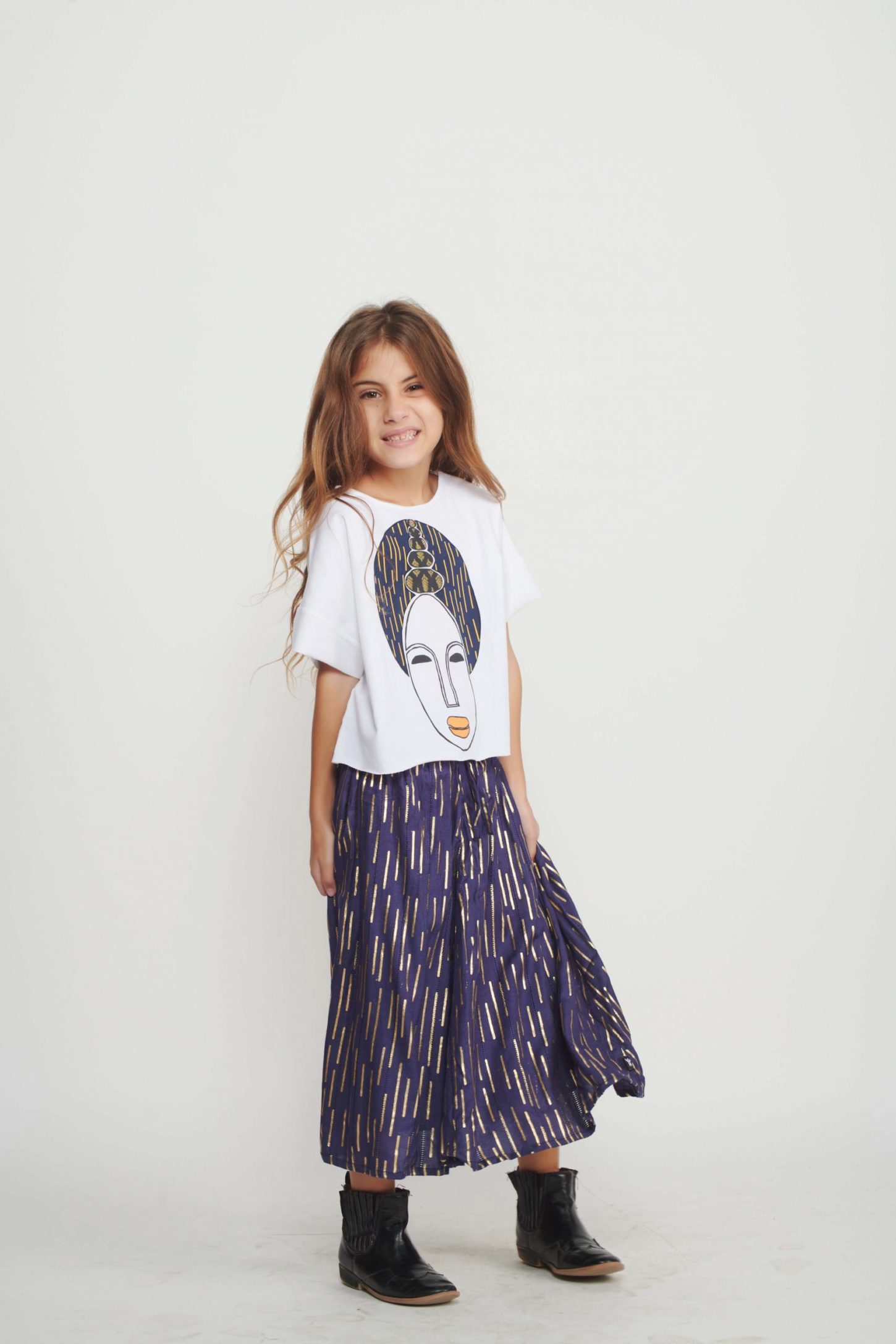 Goldi Foil Skirt for Girls