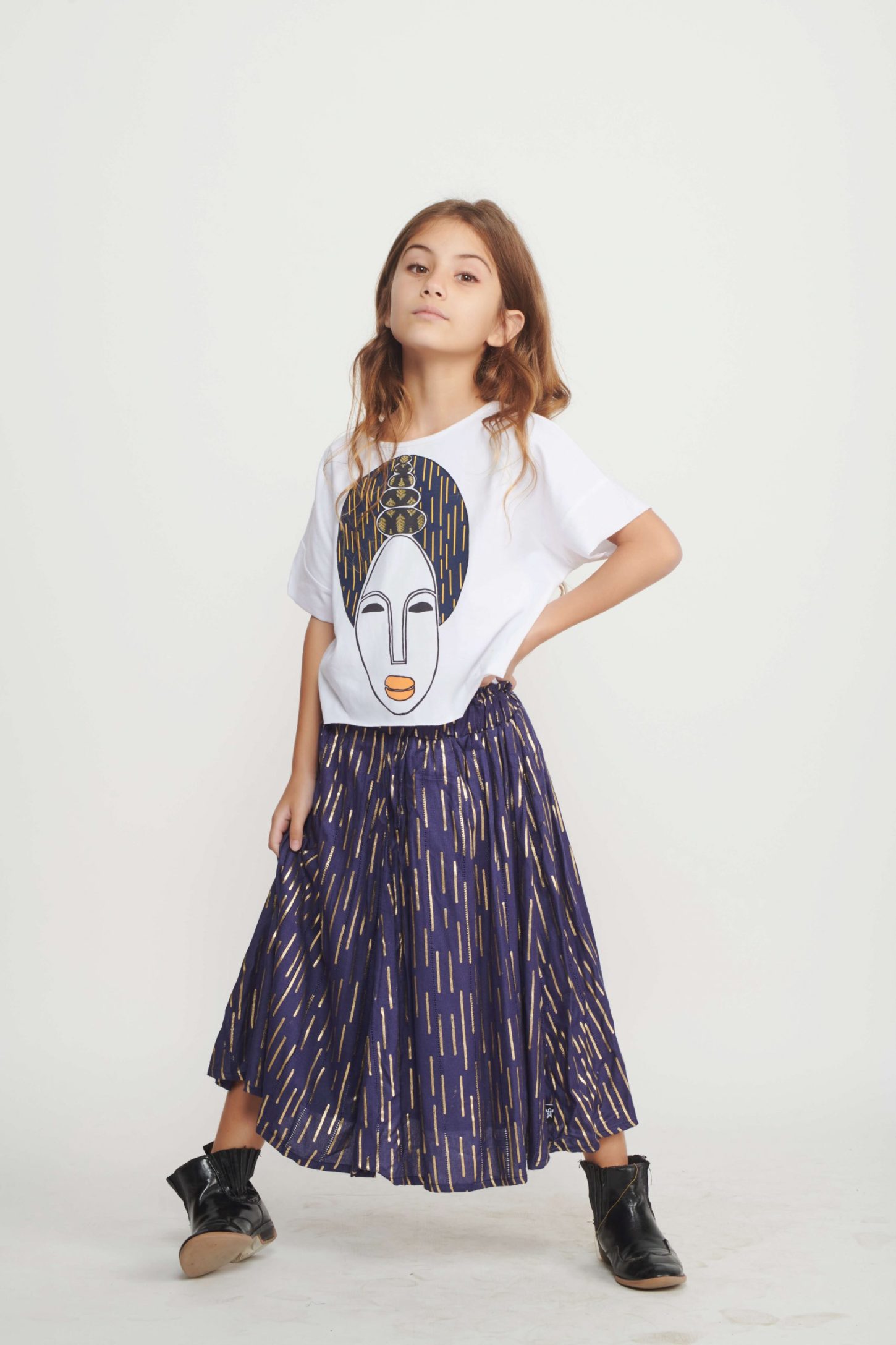 Goldi Foil Skirt for Girls